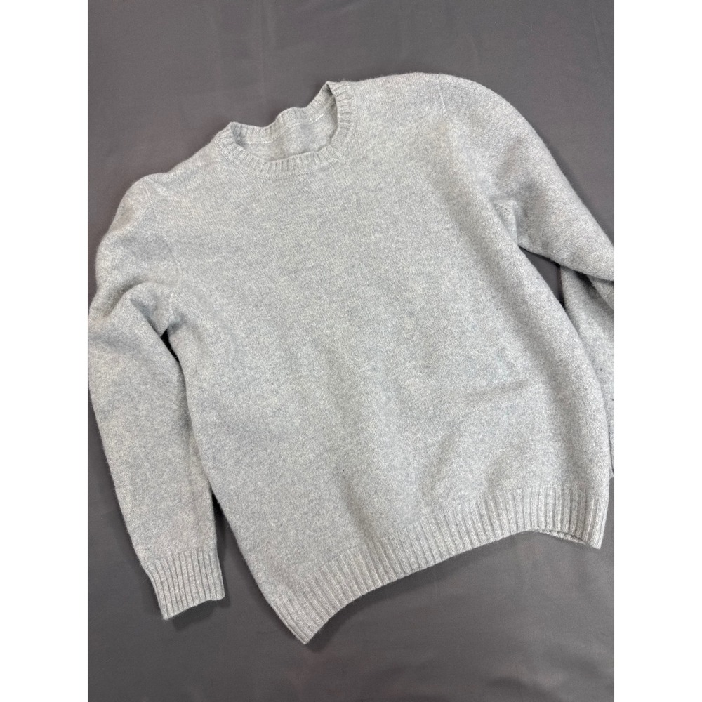 H953 Italy Light Gray Crewneck Sweater Women's Merino Cashmere M